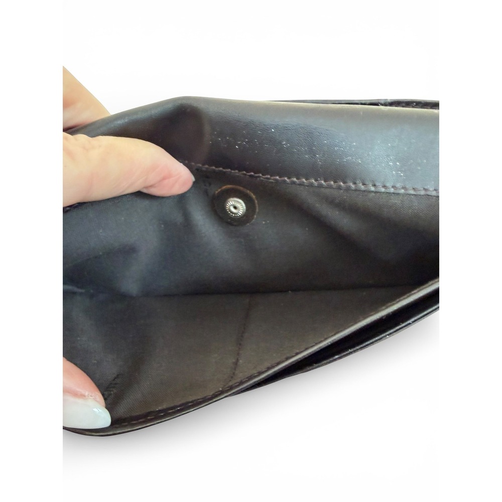 Fendi Zucca Canvas Leather Snap Wallet Brown Black FF Logo Long Wallet - Picture 8 of 11